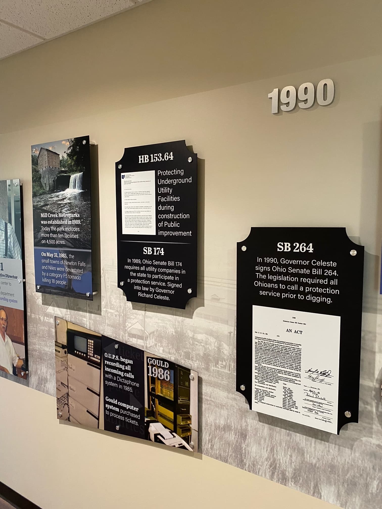 OHIO811 timeline wall — 1990s panel