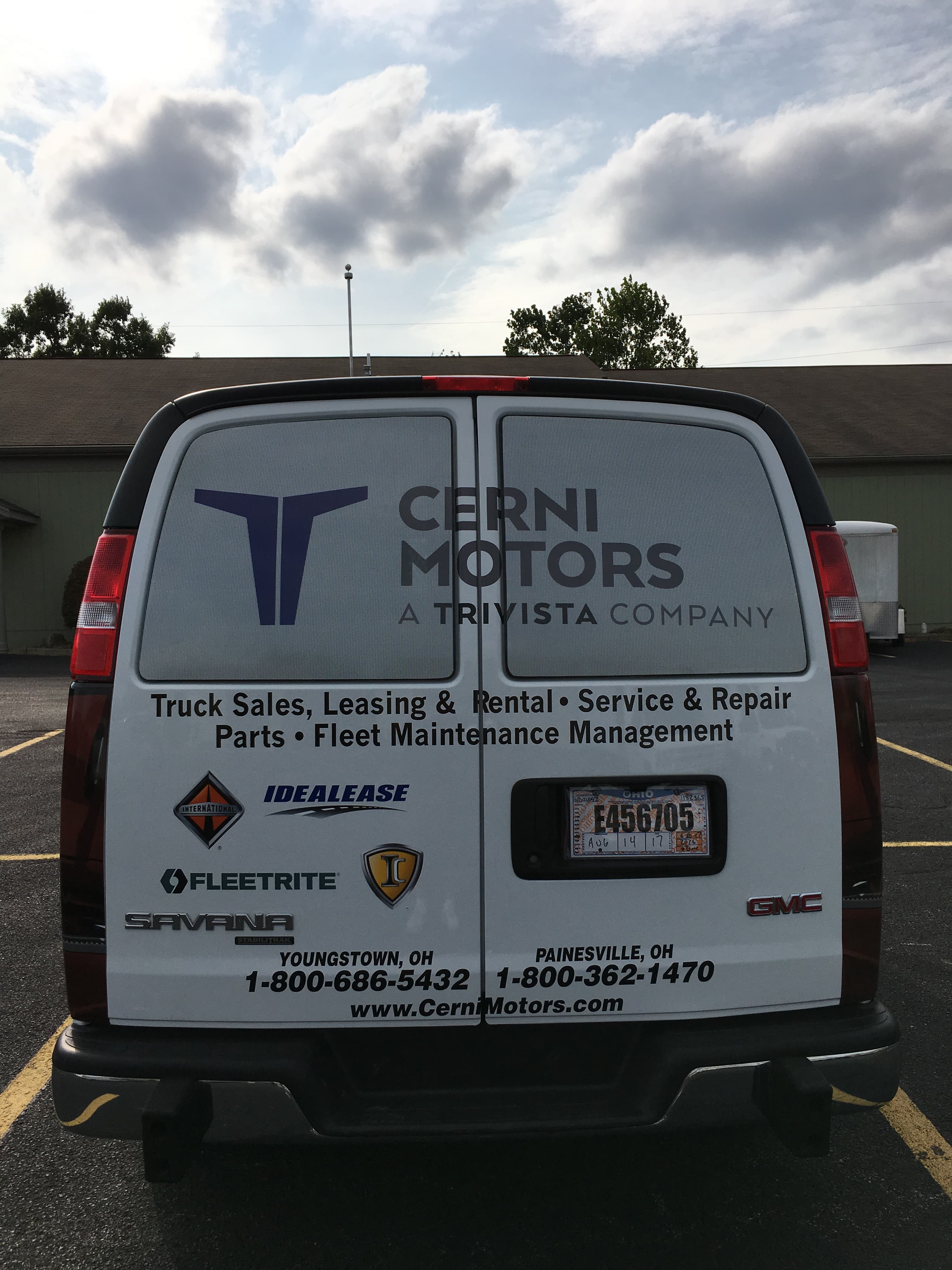 Cerni Motors A Trivista Company van rear cargo doors with full brand wrap