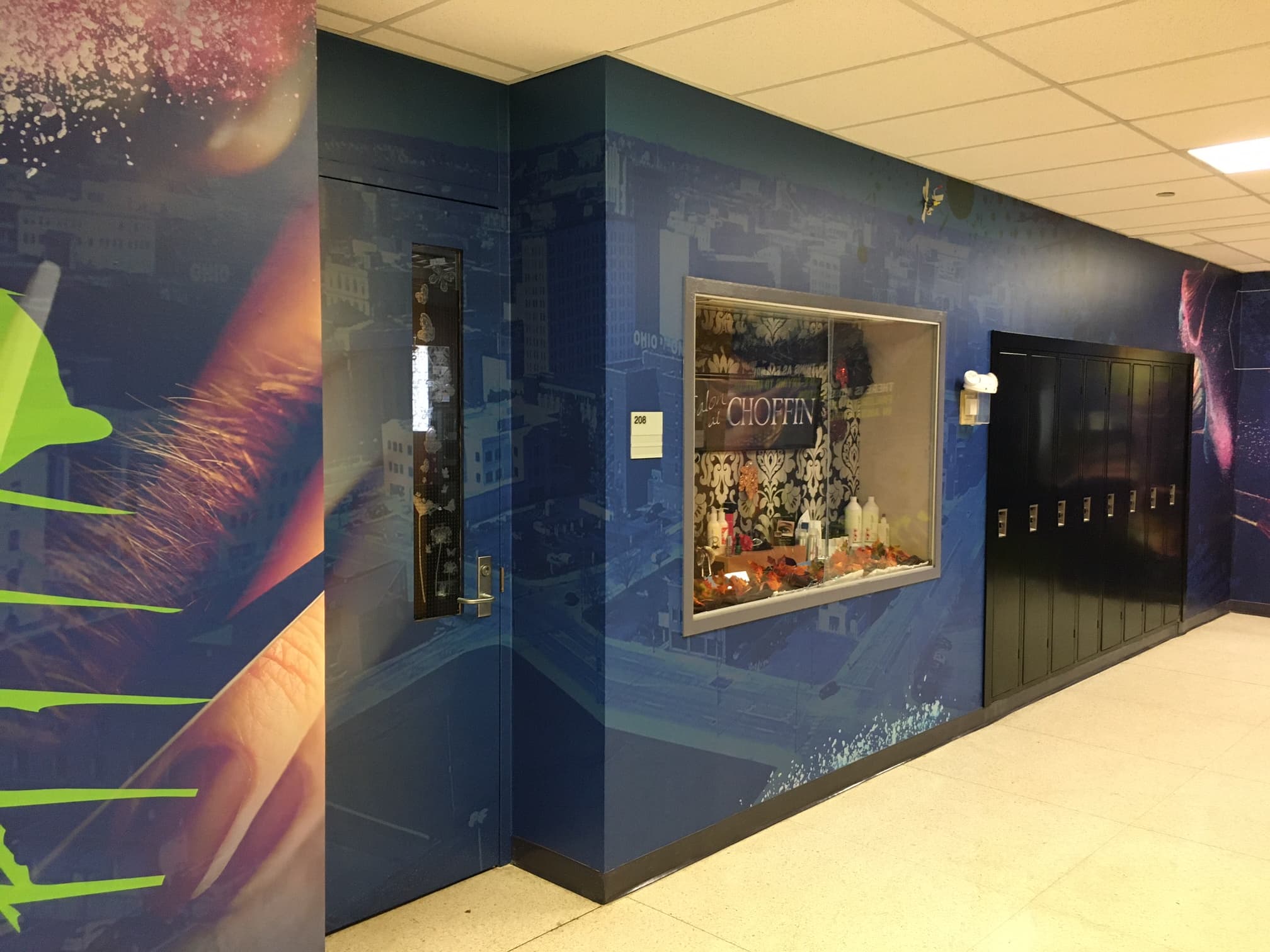 Choffin Career & Technical Center main hallway with installed program signage