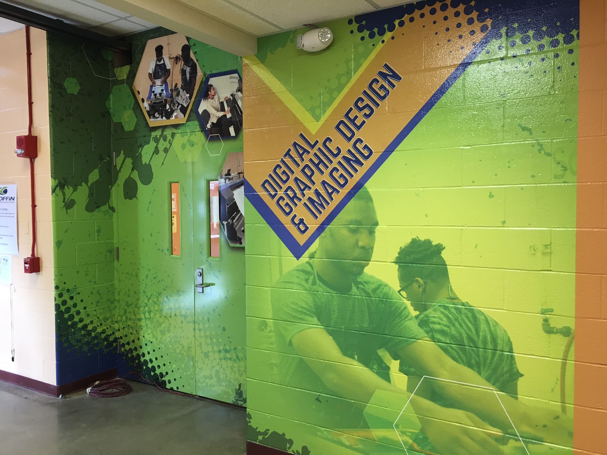 Graphics Lab program identity install at Choffin