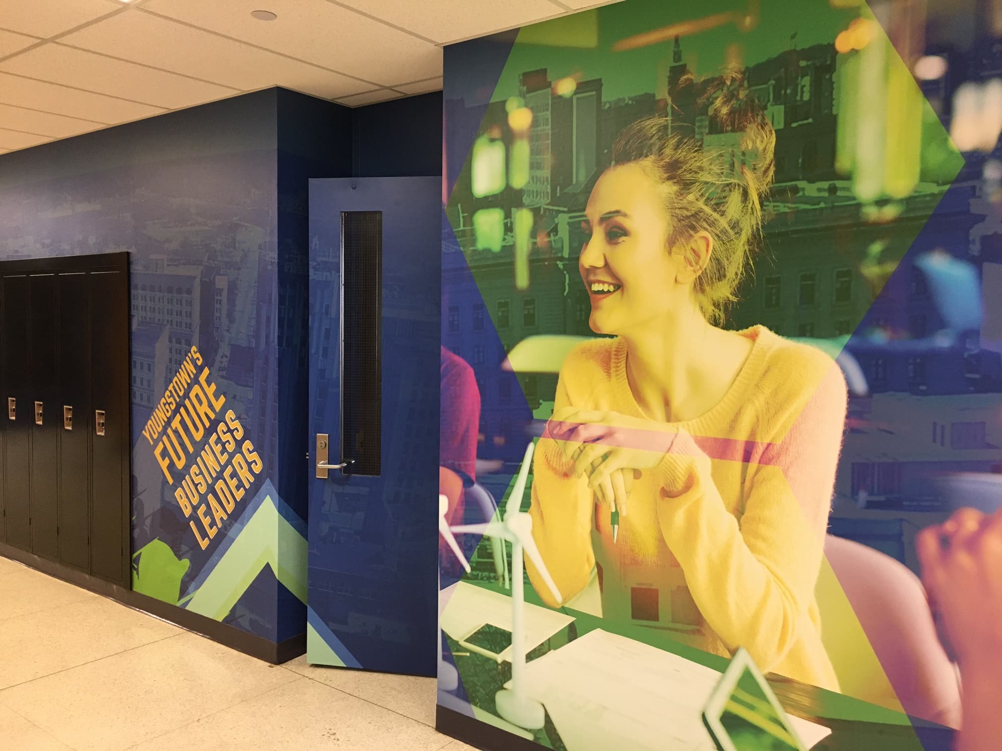 Detail view of the Choffin program hallway signage