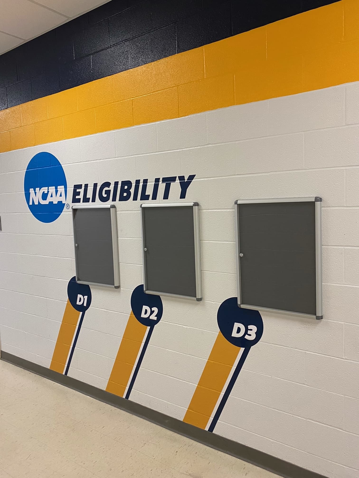 Athletic Hall installed wall graphics — left side, East High School Golden Bears
