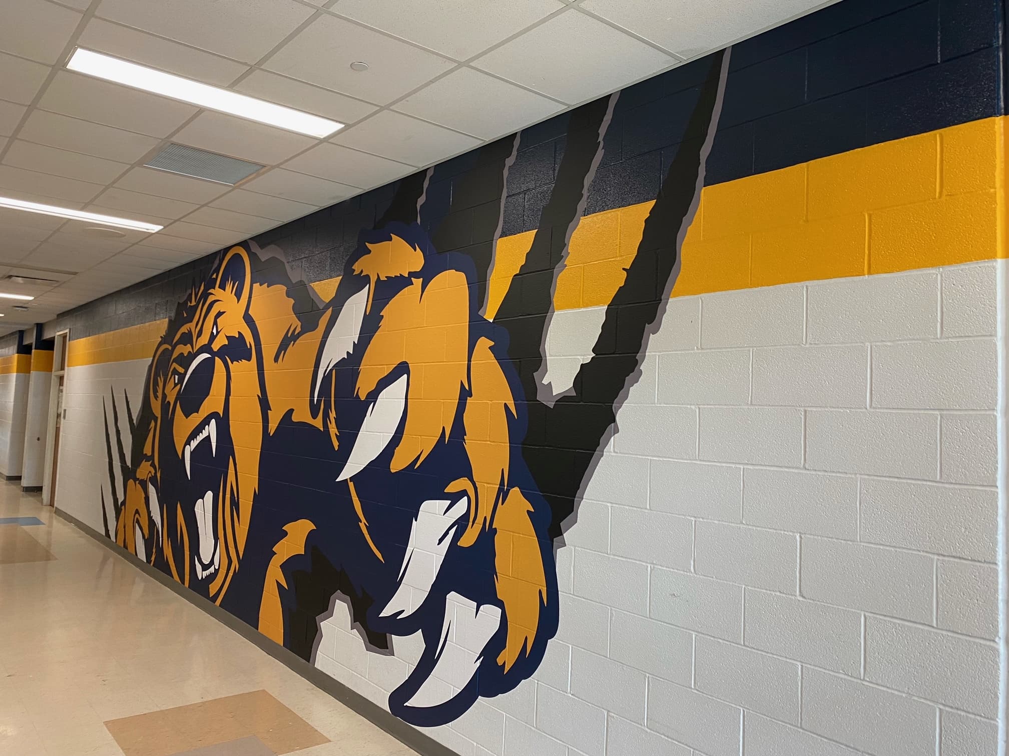 Second view of East High School Golden Bears mascot wall graphic