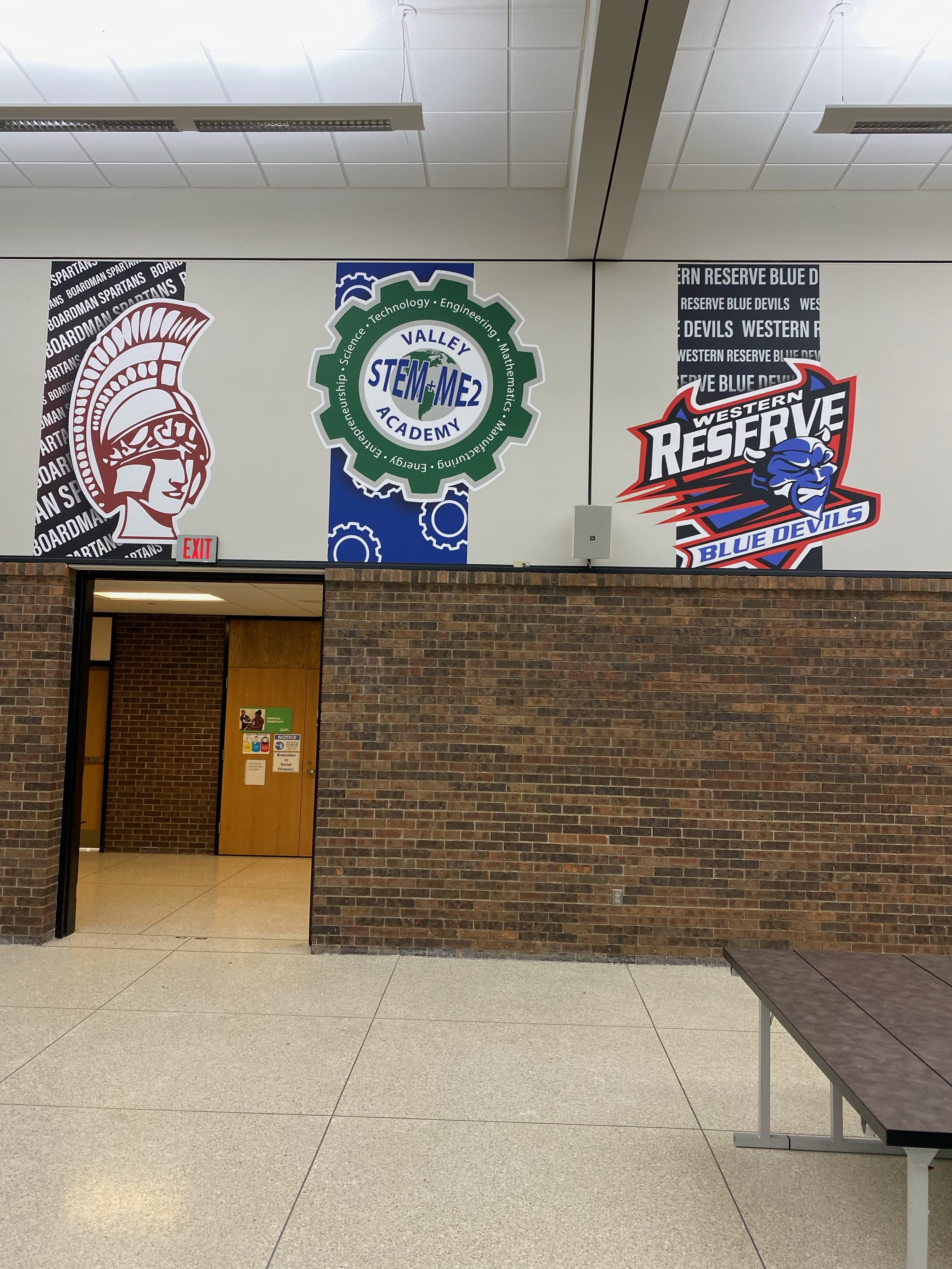 MCCTC cafeteria with branded wall graphics