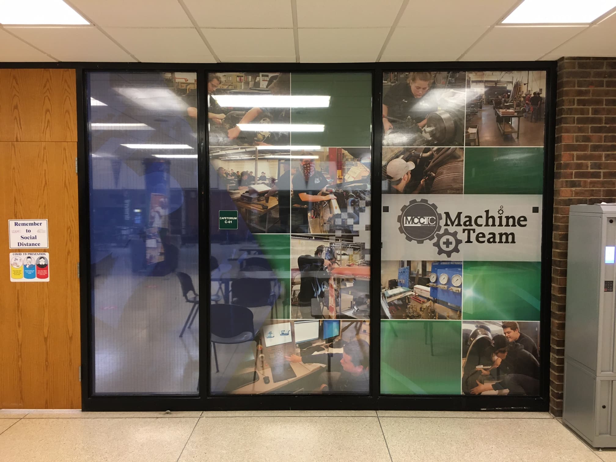 MCCTC cafeteria window graphics installation