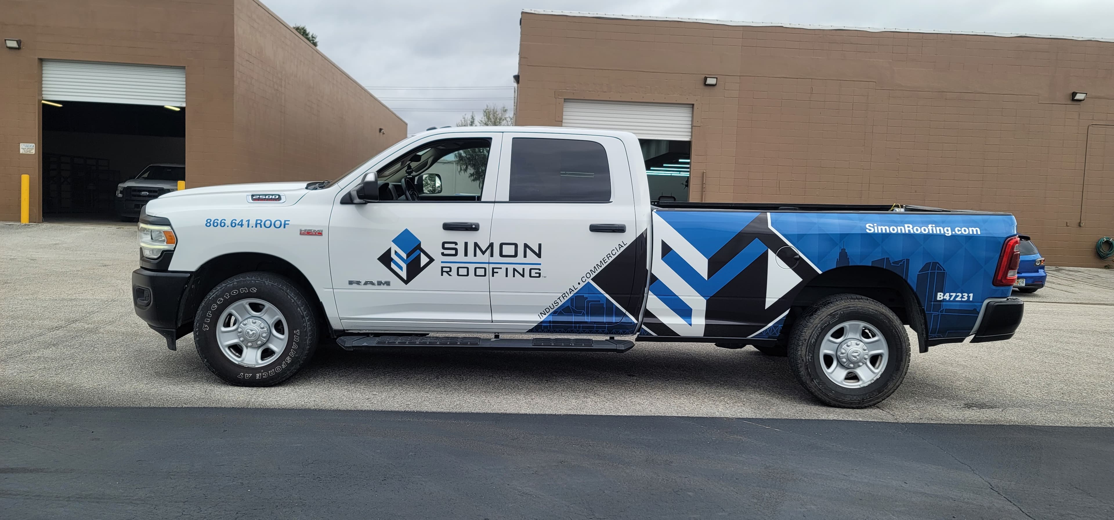 Simon Roofing Dodge Ram in Tampa post field install