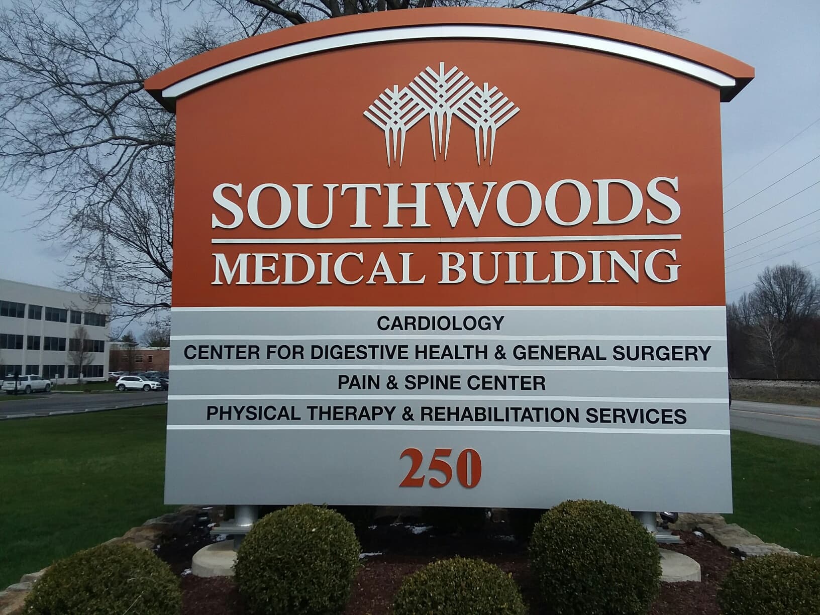 Southwoods 250 Building exterior signage detail