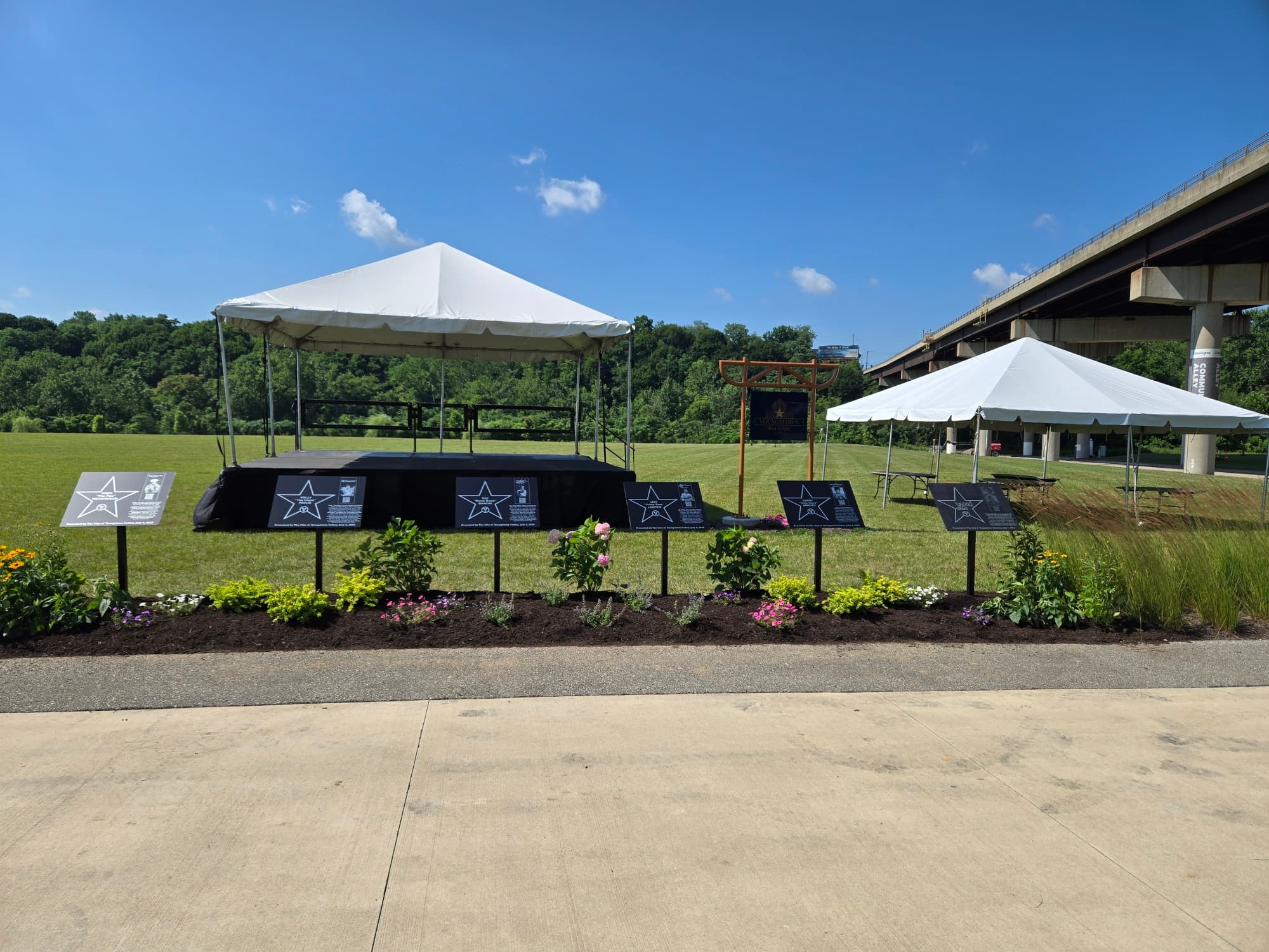 Overview of the Walk of Fame plaque rows on dedication morning