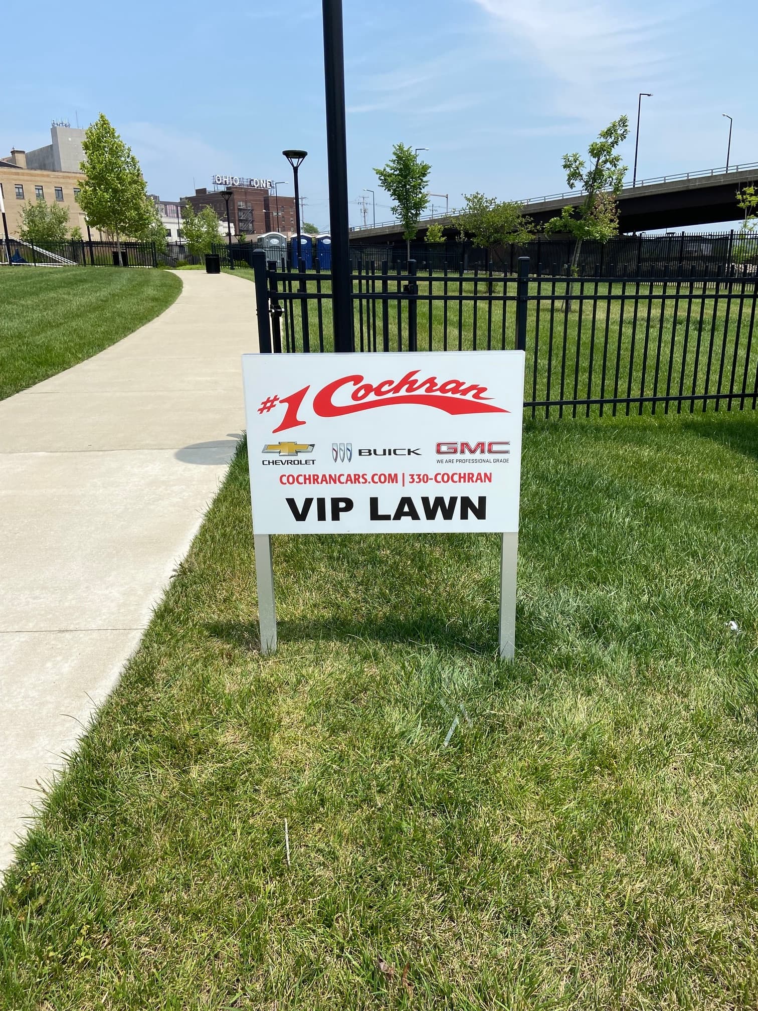 #1 Cochran VIP Lawn Chevy / Buick / GMC sponsor sign at the amphitheatre